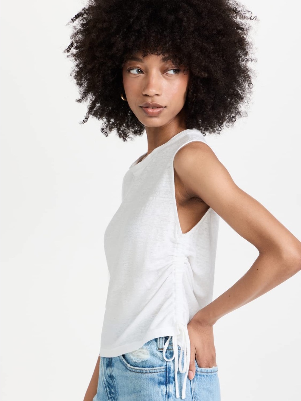 Frame Side Cinch Muscle Tee in White - XL